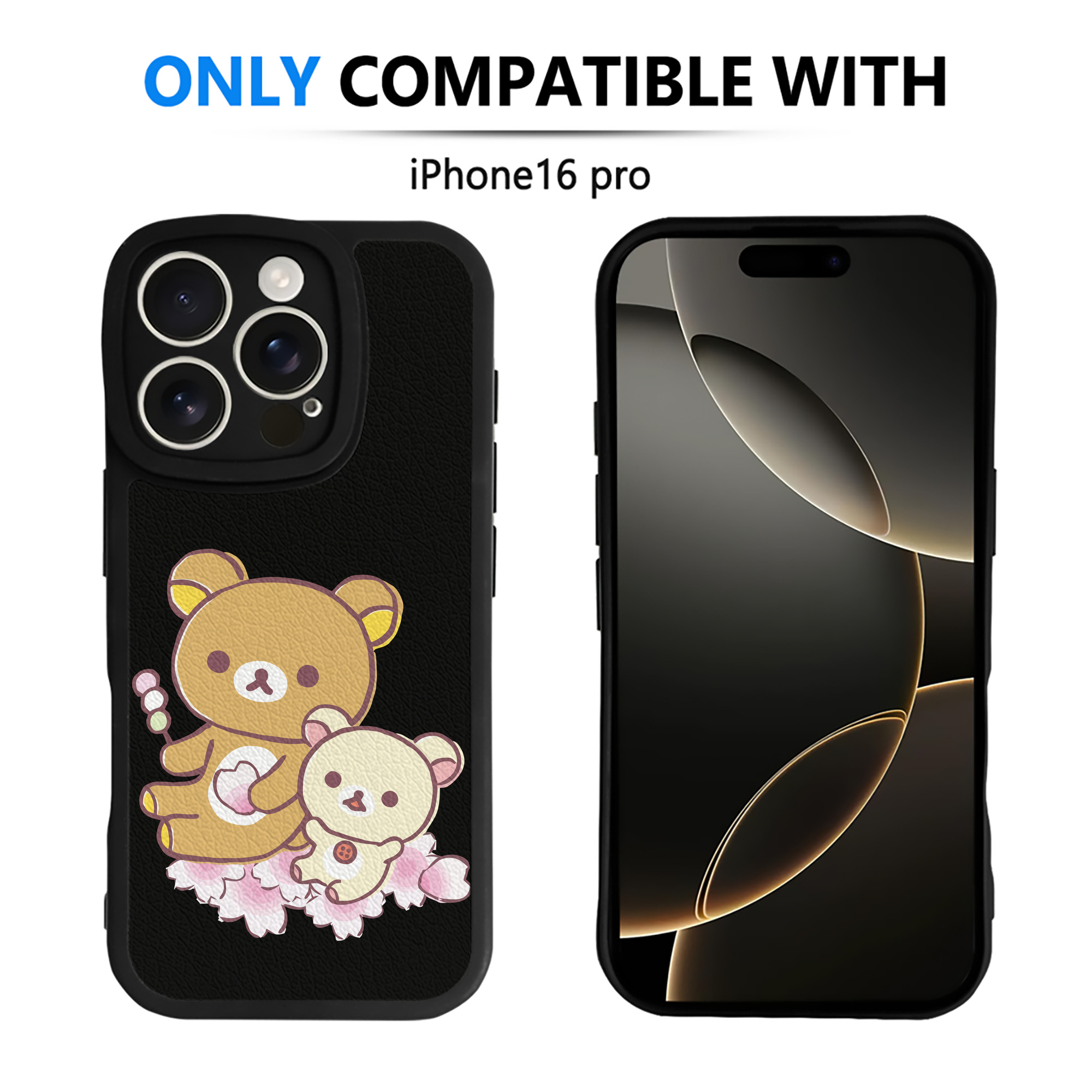 （画像用） リラックマ リラックマ キイロイトリ Rilakkuma Korilakkuma Kiiroitori 【iPhone 16シリーズ対応】シリコンスマホケース（レザー調） 材質：シリコン